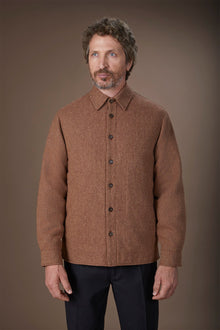 Men's regular fit overshirt in herringbone wool blend fabric