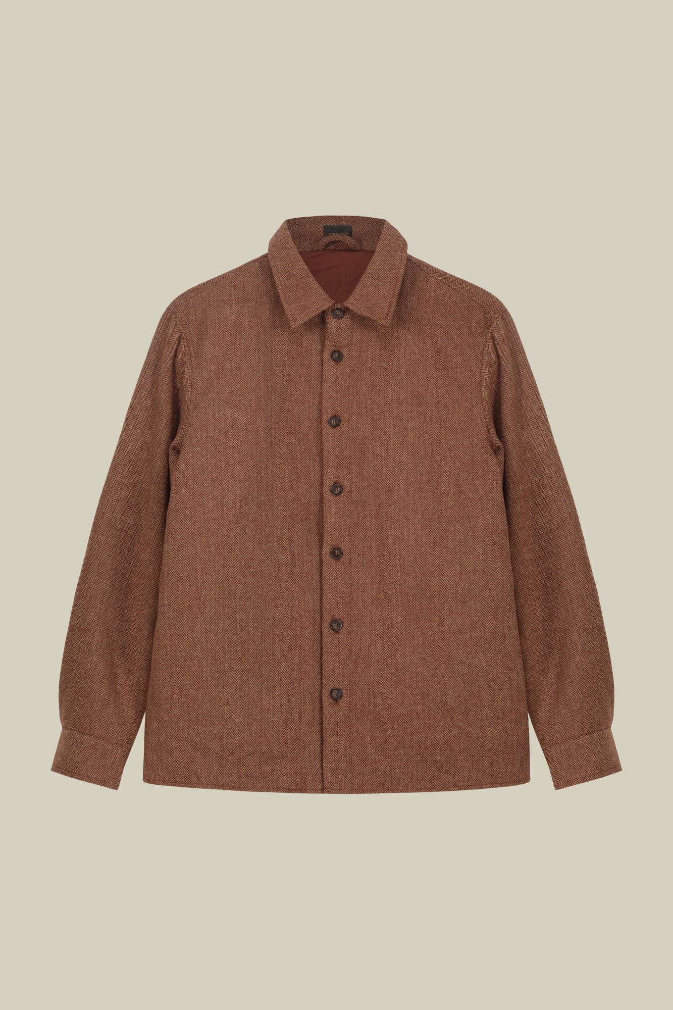 Men's regular fit overshirt in herringbone wool blend fabric