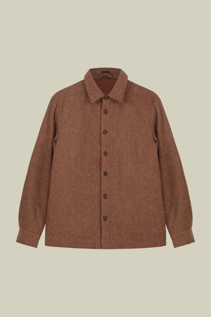 Men's regular fit overshirt in herringbone wool blend fabric