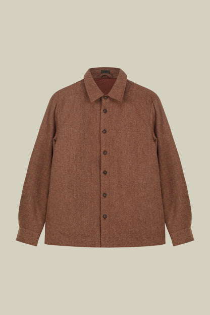 Men's regular fit overshirt in herringbone wool blend fabric