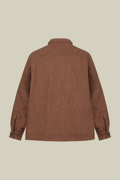 Men's regular fit overshirt in herringbone wool blend fabric