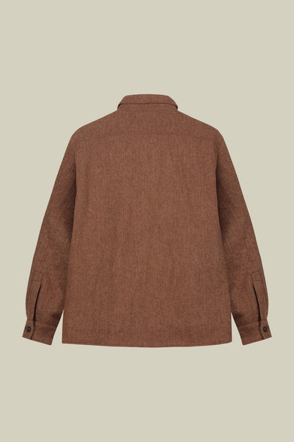 Men's regular fit overshirt in herringbone wool blend fabric