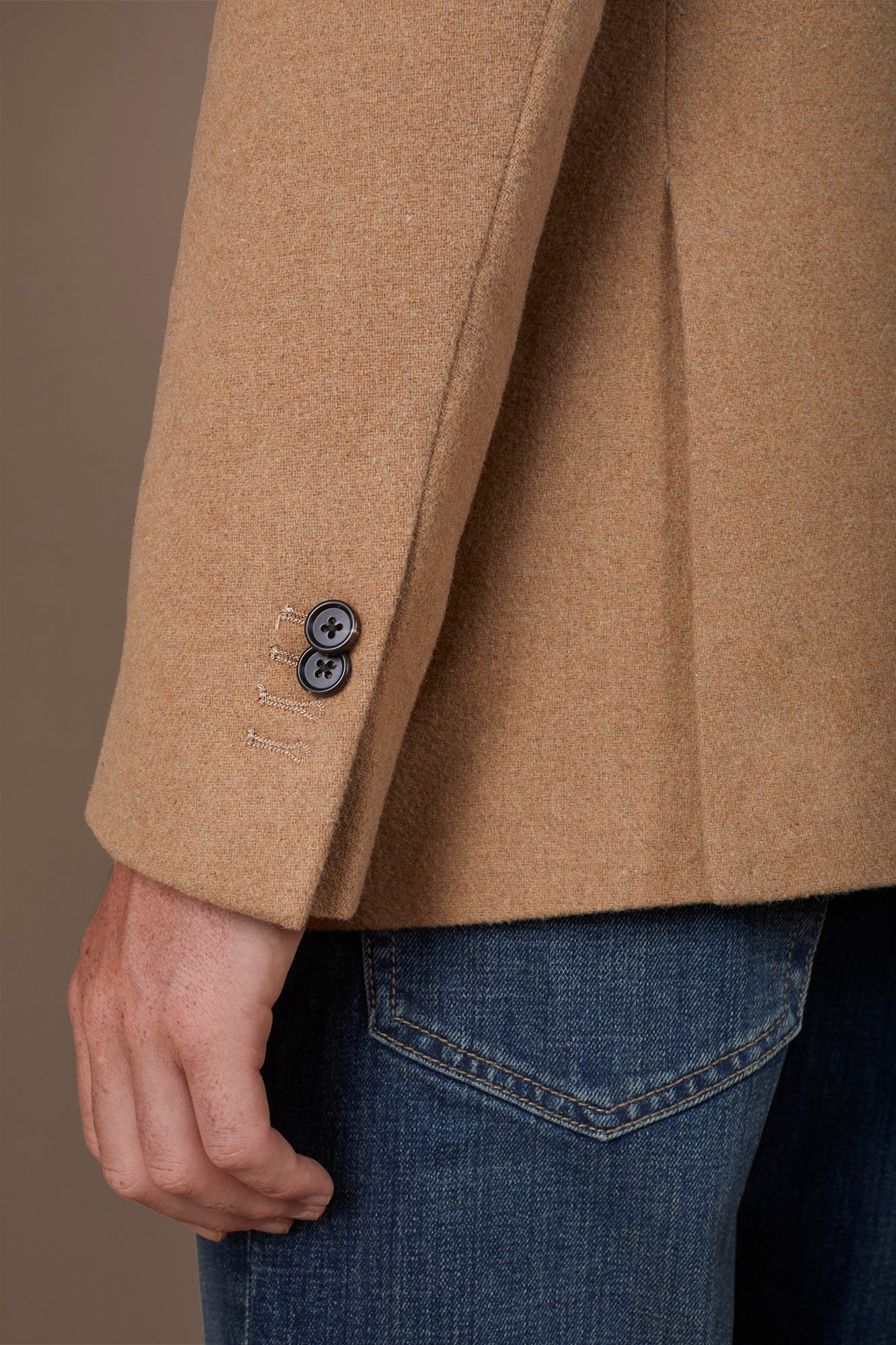 Men's single-breasted jacket in wool blend with herringbone pattern regular fit