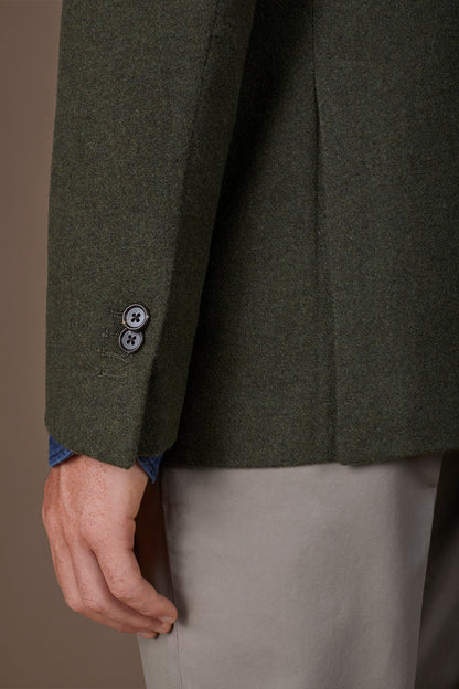 Men's single-breasted jacket in wool blend with herringbone pattern regular fit
