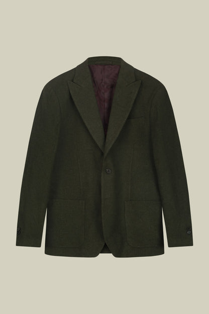 Men's single-breasted jacket in wool blend with herringbone pattern regular fit
