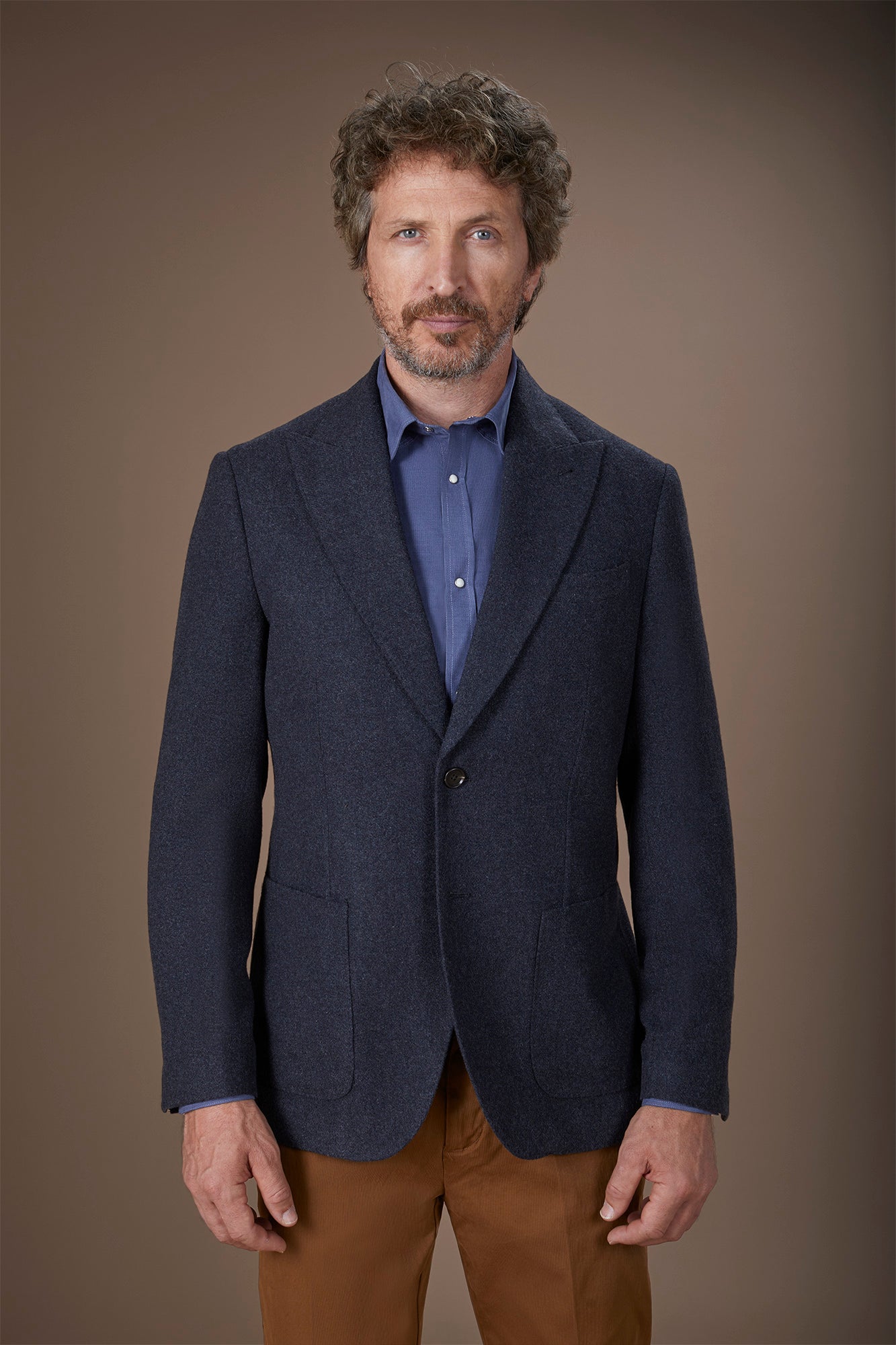 Men's single-breasted jacket in wool blend with herringbone pattern regular fit