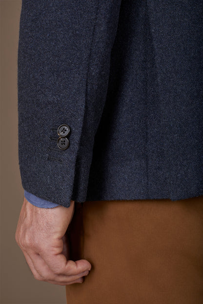 Men's single-breasted jacket in wool blend with herringbone pattern regular fit