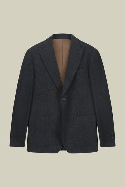 Men's single-breasted jacket in wool blend with herringbone pattern regular fit
