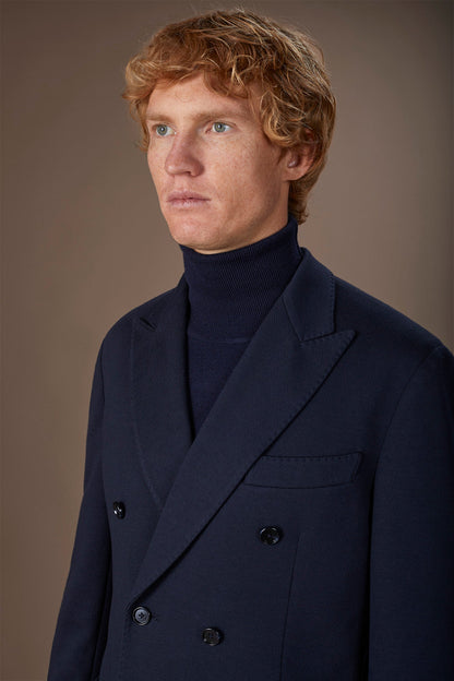 Men's double-breasted jacket in cavalry jersey fabric regular fit