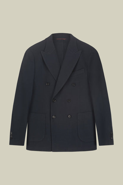 Men's double-breasted jacket in cavalry jersey fabric regular fit