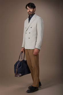 Men's double-breasted jacket in velvet-effect fabric regular fit