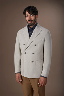 Men's double-breasted jacket in velvet-effect fabric regular fit