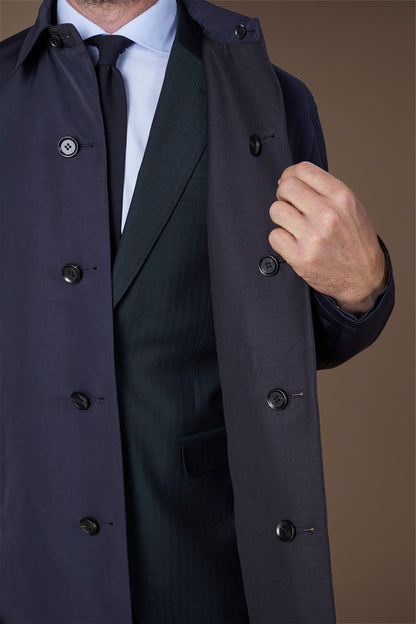 Men's regular fit reversible raincoat in a wool blend/technical fabric