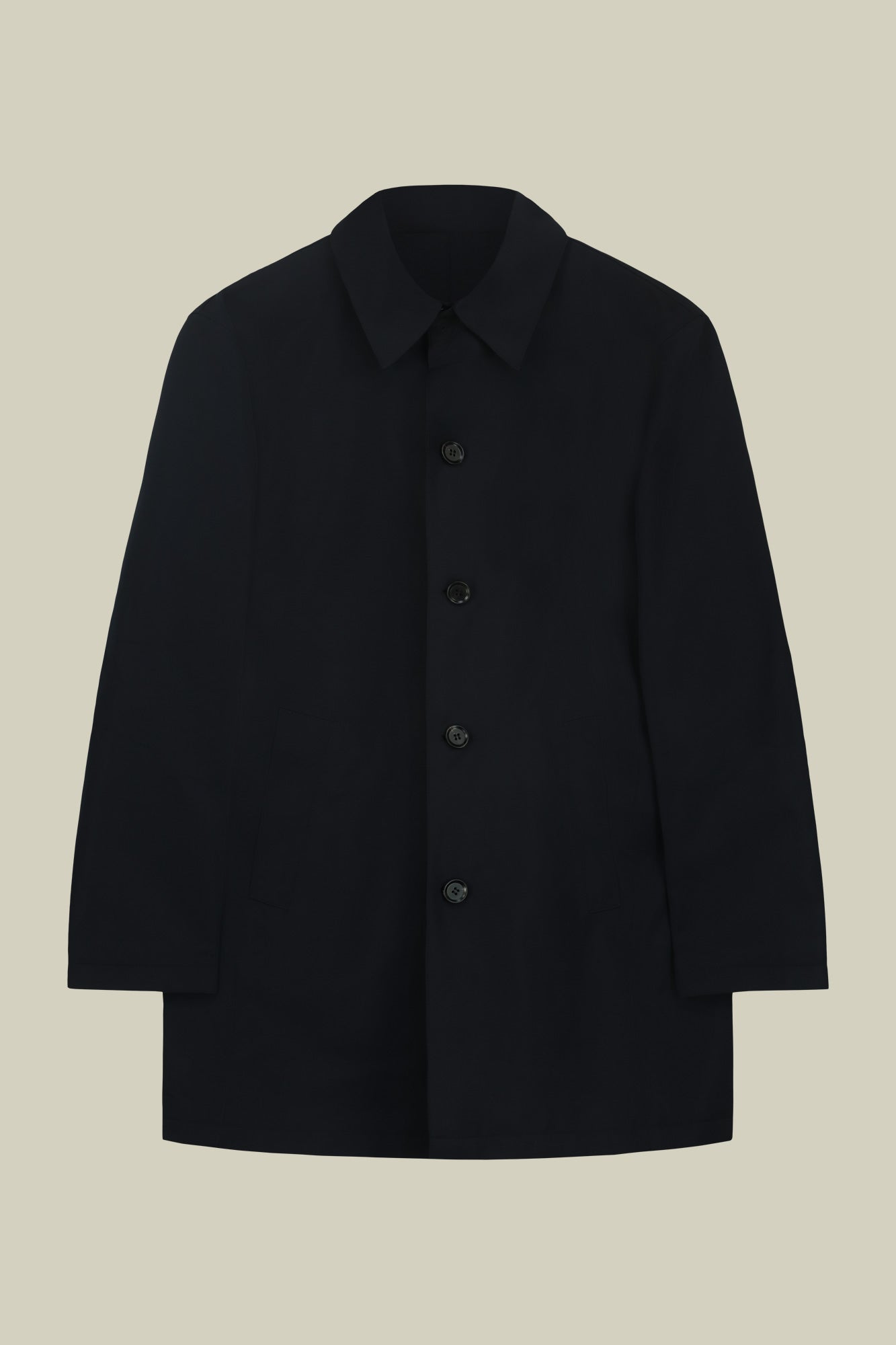 Men's regular fit reversible raincoat in a wool blend/technical fabric