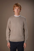 Men's regular fit crew neck jumper in wool and cotton