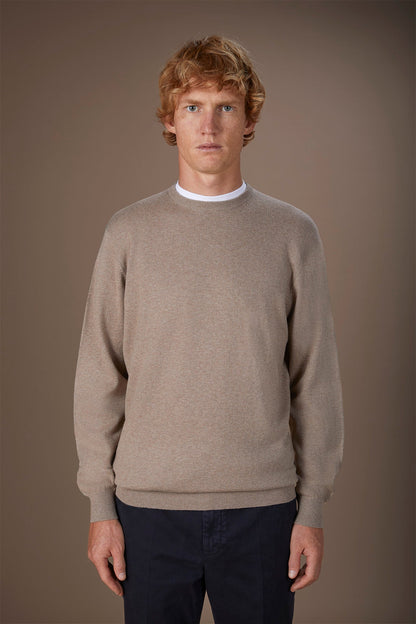 Men's regular fit crew neck jumper in wool and cotton