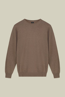 Men's regular fit crew neck jumper in wool and cotton