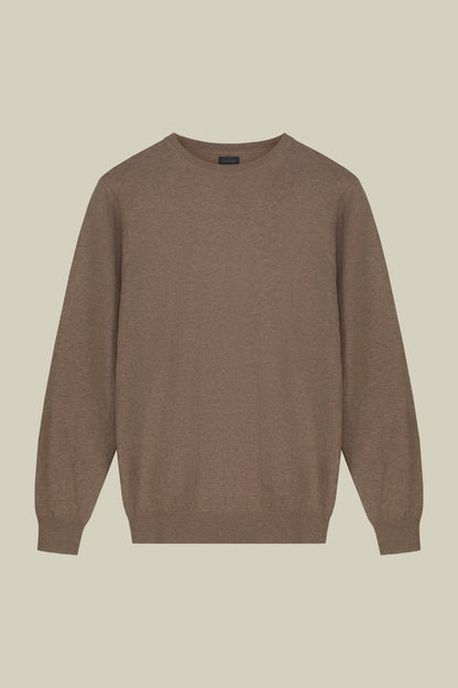 Men's regular fit crew neck jumper in wool and cotton