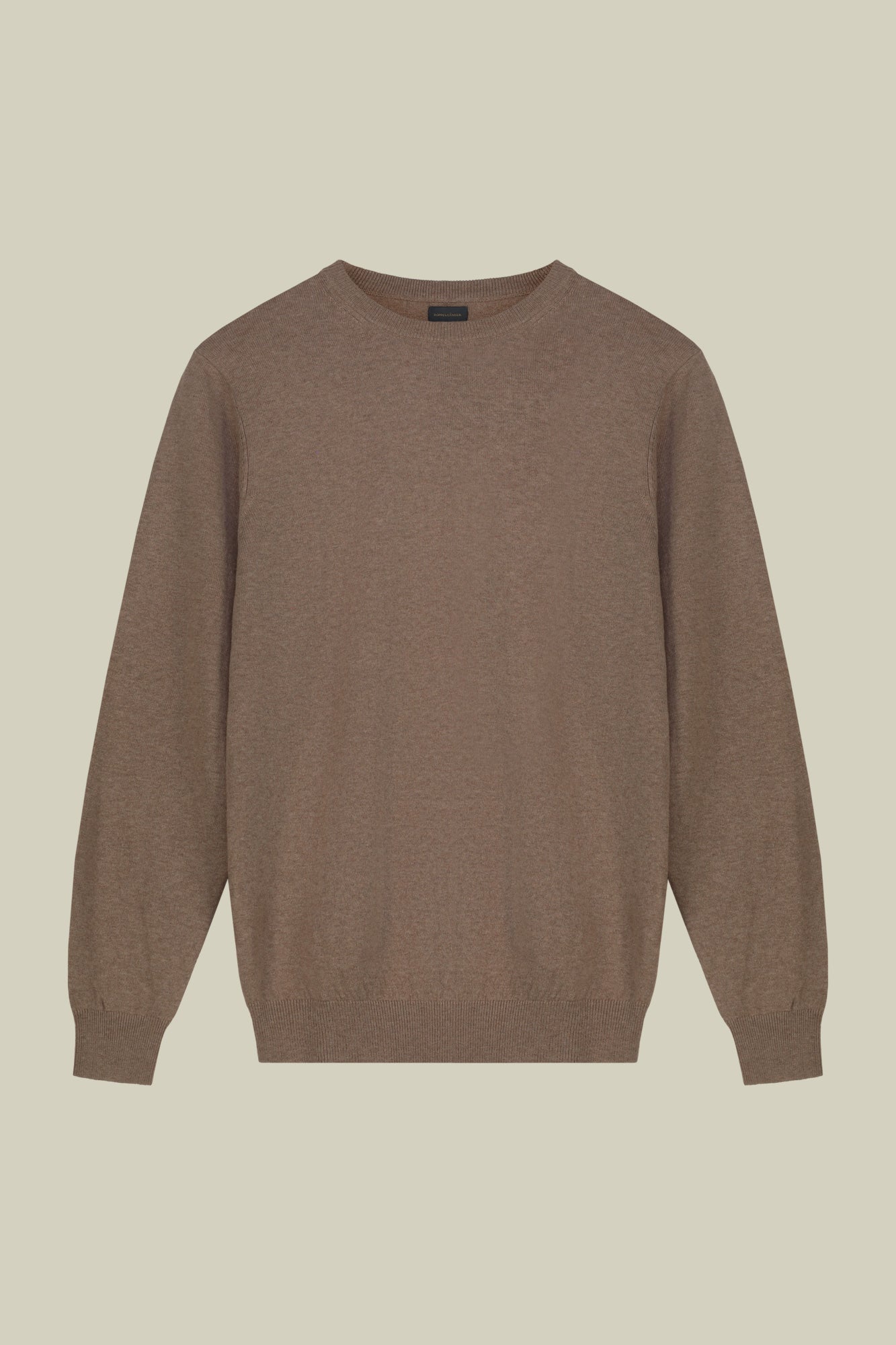 Men's regular fit crew neck jumper in wool and cotton