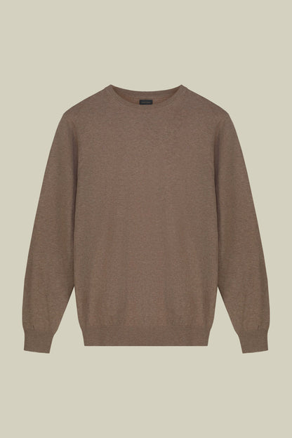 Men's regular fit crew neck jumper in wool and cotton