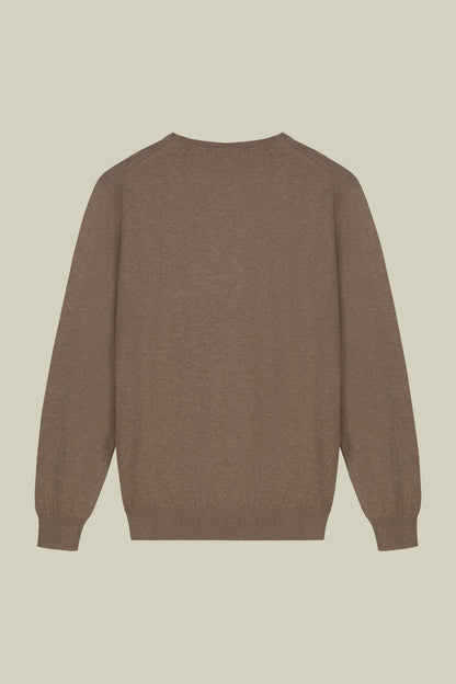 Men's regular fit crew neck jumper in wool and cotton