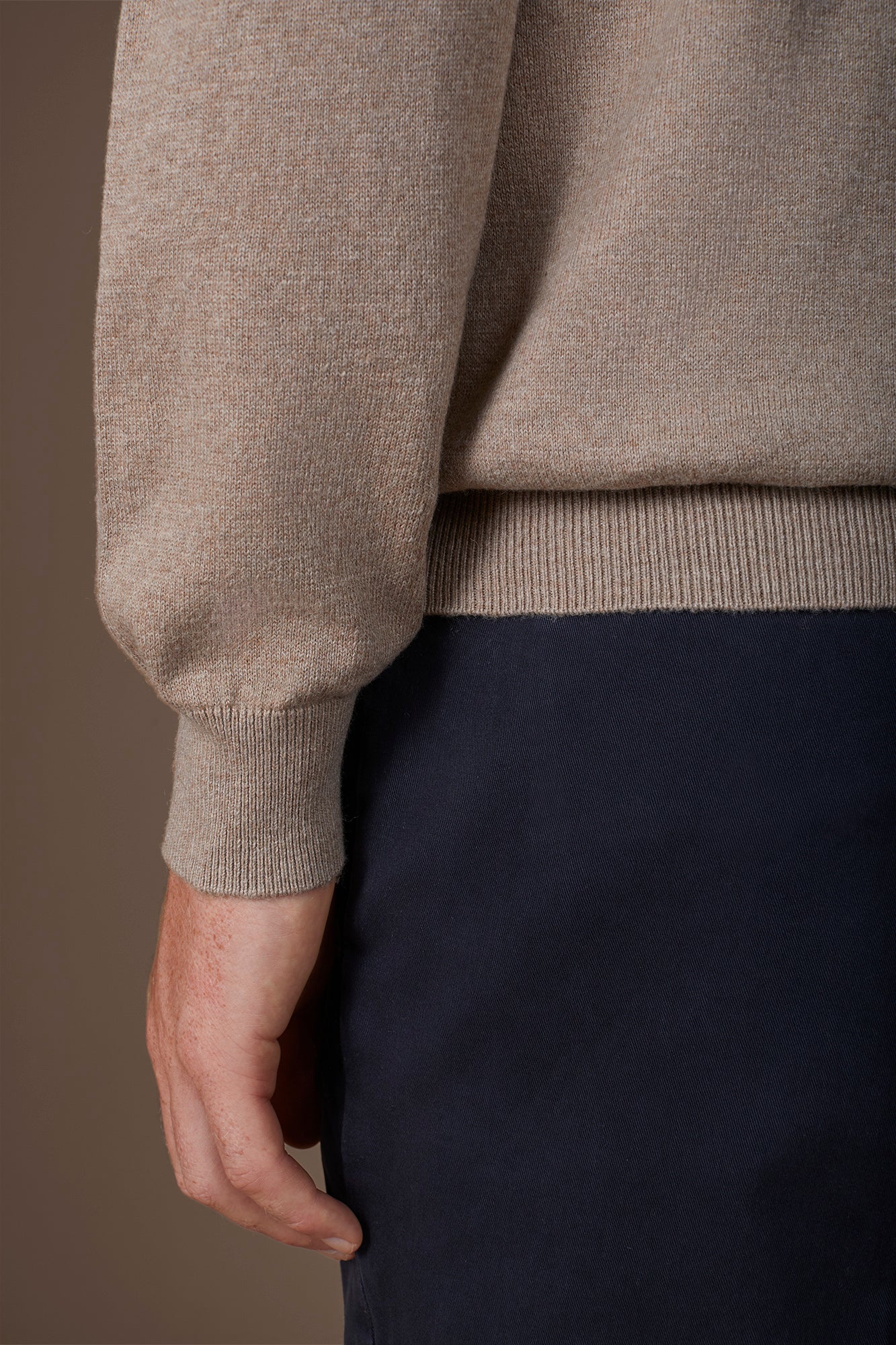 Men's regular fit crew neck jumper in wool and cotton