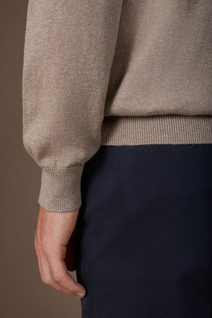 Men's regular fit crew neck jumper in wool and cotton