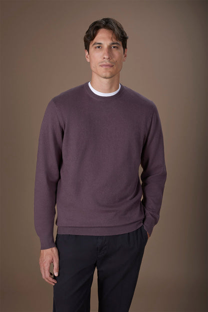 Men's regular fit crew neck jumper in wool and cotton