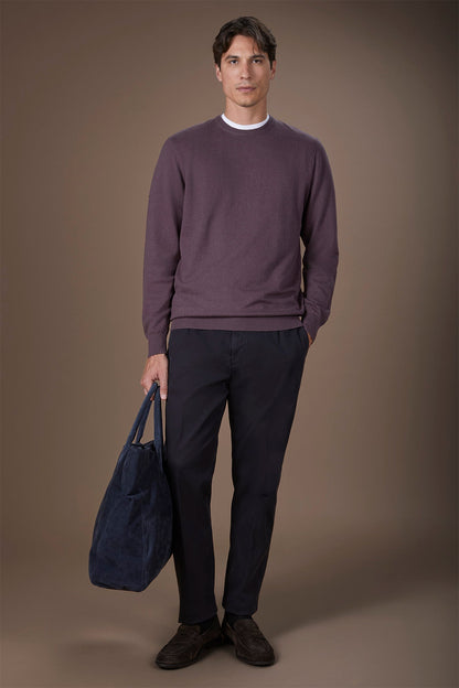 Men's regular fit crew neck jumper in wool and cotton
