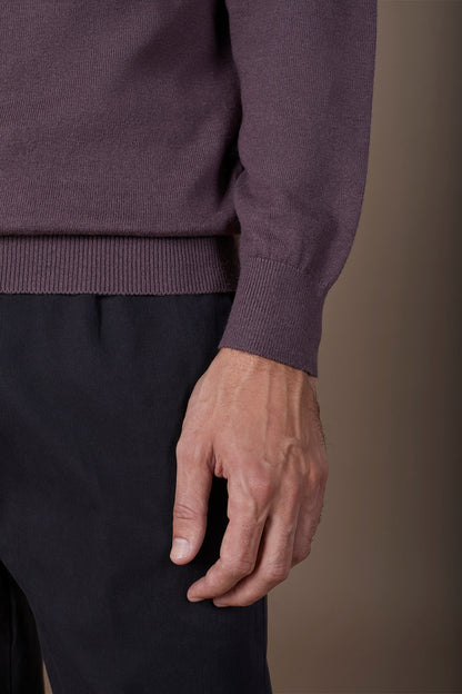 Men's regular fit crew neck jumper in wool and cotton