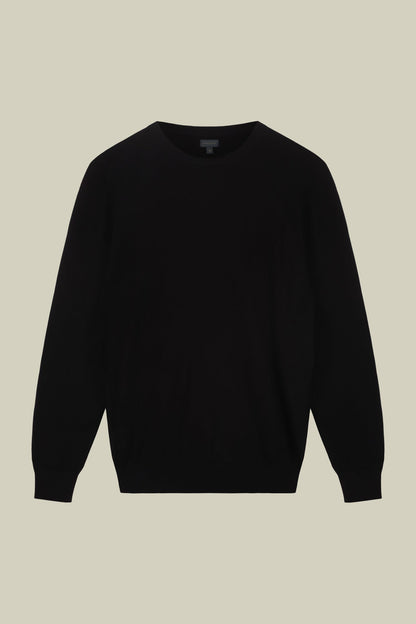 Men's regular fit crew neck jumper in wool and cotton