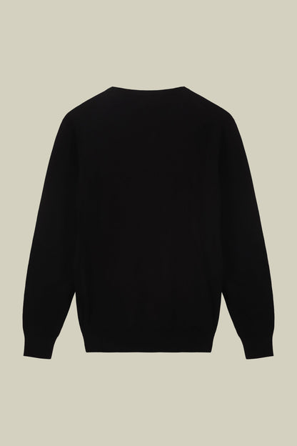 Men's regular fit crew neck jumper in wool and cotton