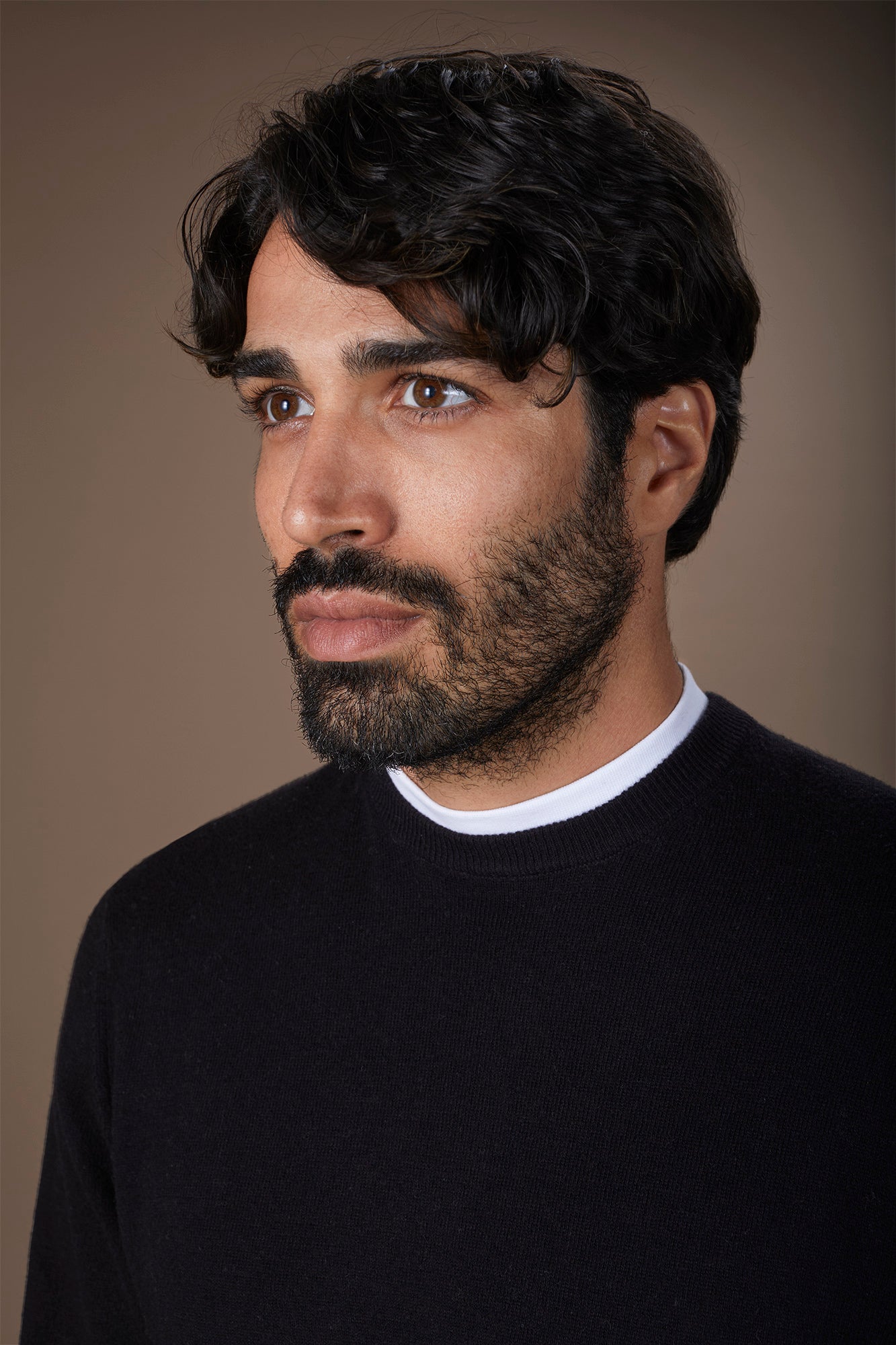 Men's regular fit crew neck jumper in wool and cotton