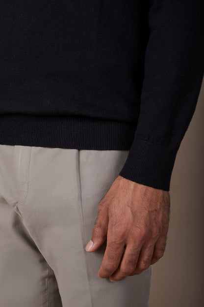 Men's regular fit crew neck jumper in wool and cotton