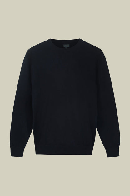 Men's regular fit crew neck jumper in wool and cotton
