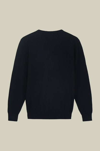 Men's regular fit crew neck jumper in wool and cotton