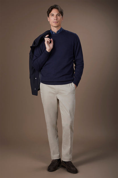 Men's regular fit crew neck jumper in wool and cotton