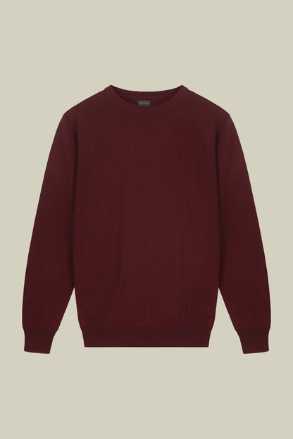 Men's regular fit crew neck jumper in wool and cotton