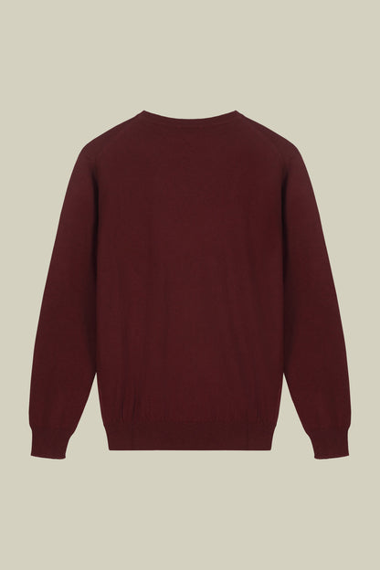 Men's regular fit crew neck jumper in wool and cotton