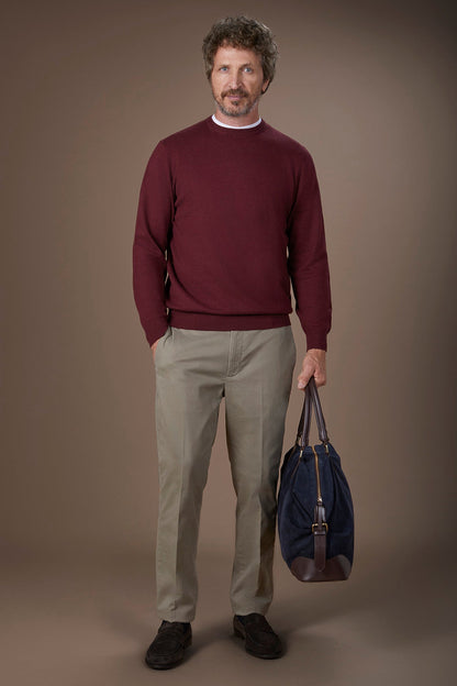Men's regular fit crew neck jumper in wool and cotton