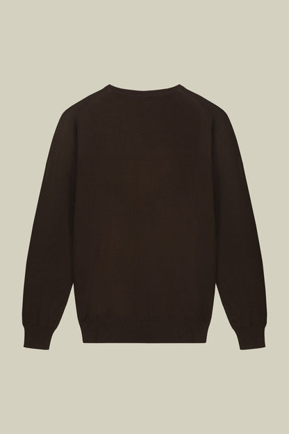 Men's regular fit crew neck jumper in wool and cotton