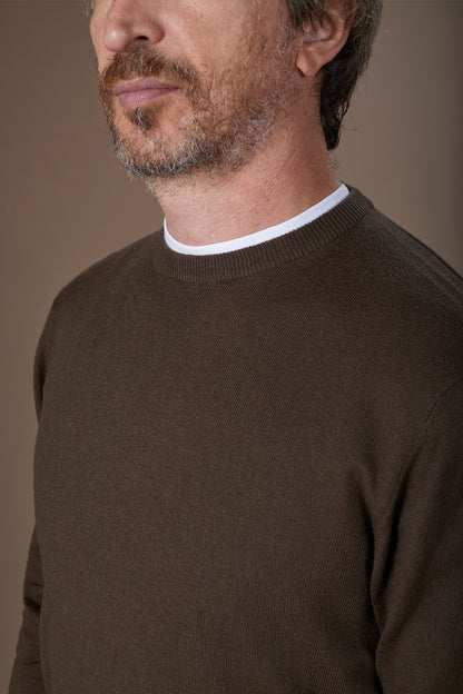Men's regular fit crew neck jumper in wool and cotton