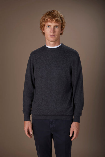 Men's regular fit crew neck jumper in wool and cotton