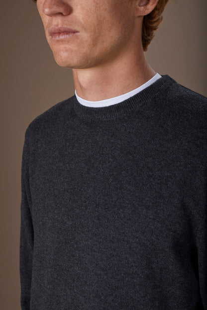 Men's regular fit crew neck jumper in wool and cotton