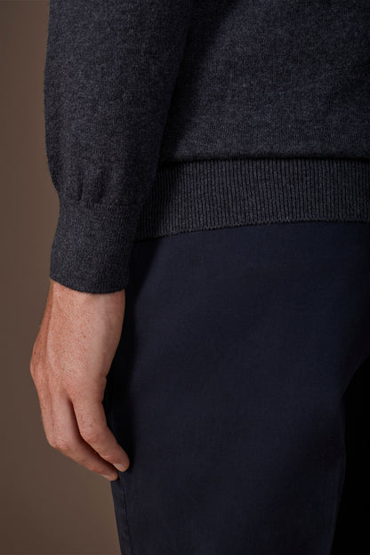 Men's regular fit crew neck jumper in wool and cotton