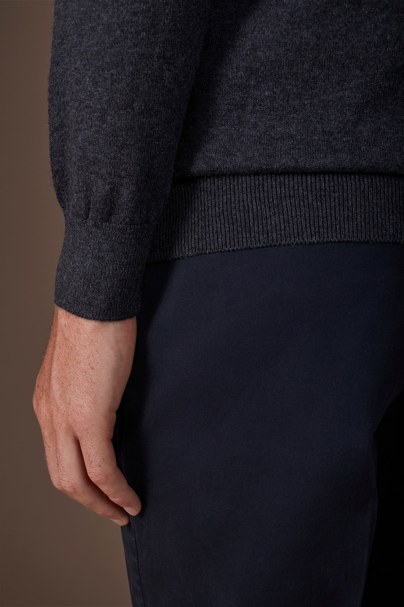 Men's regular fit crew neck jumper in wool and cotton