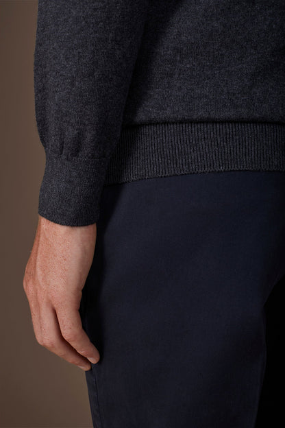 Men's regular fit crew neck jumper in wool and cotton