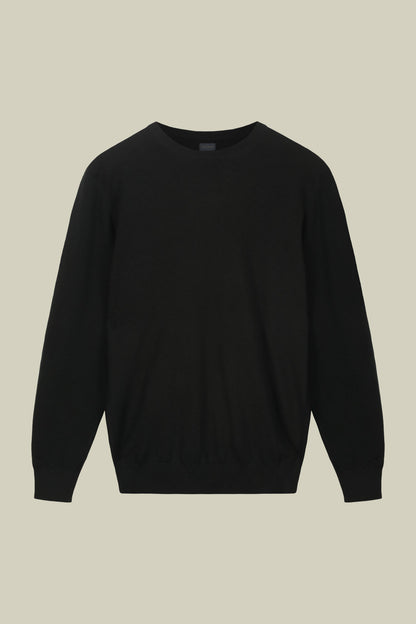 Men's regular fit crew neck jumper in wool and cotton