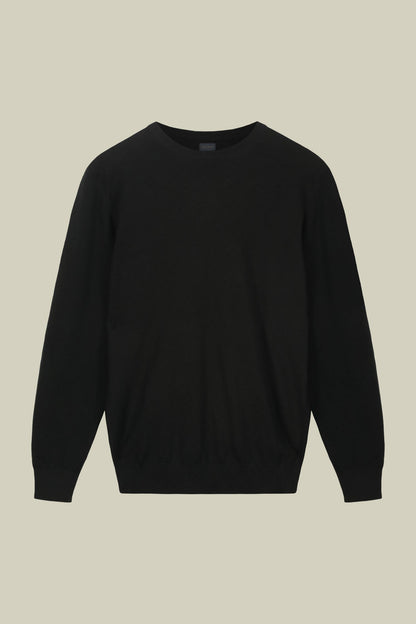 Men's regular fit crew neck jumper in wool and cotton
