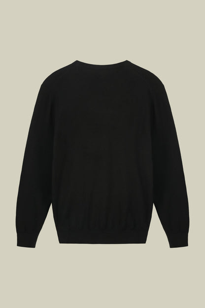 Men's regular fit crew neck jumper in wool and cotton
